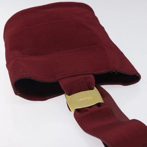 Salvatore Ferragamo Hand Bag Canvas Red Gold Auth - Picture 4 of 16